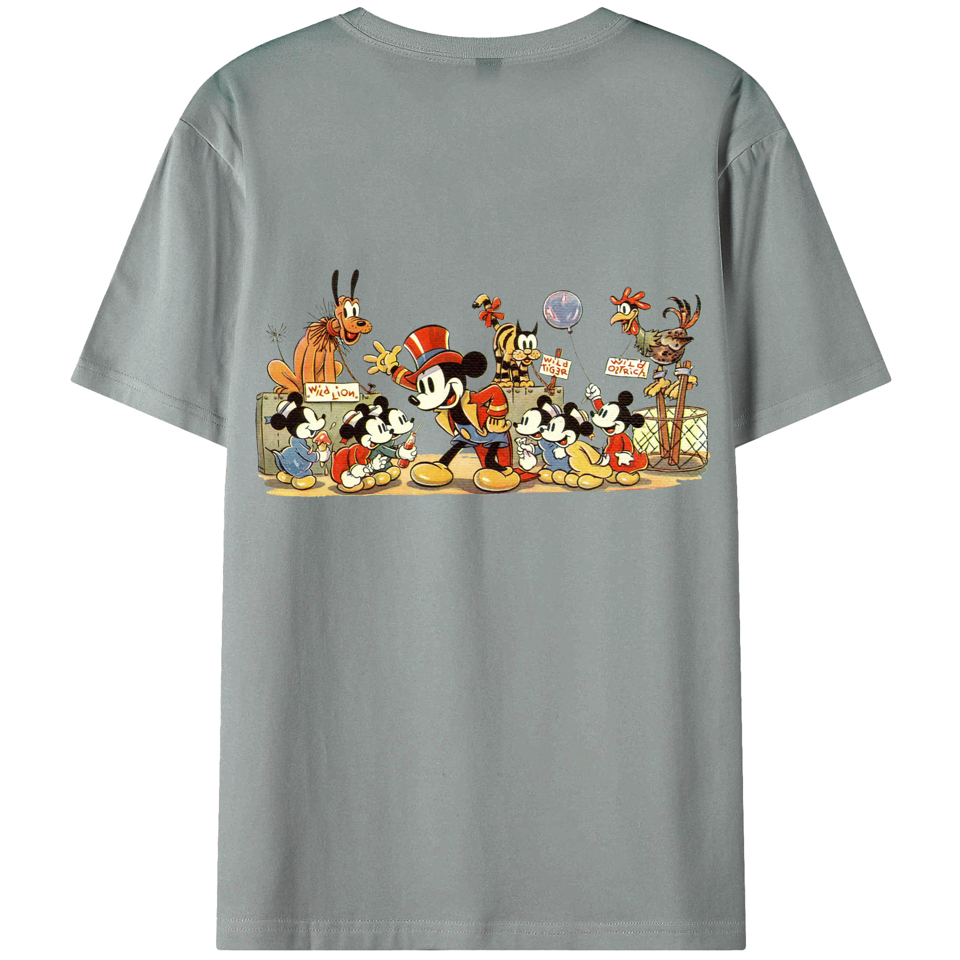 ミッキーマウス Mickey Mouse 綿100％ メンズ半袖Tシャツ（バックプリント） 通気性
